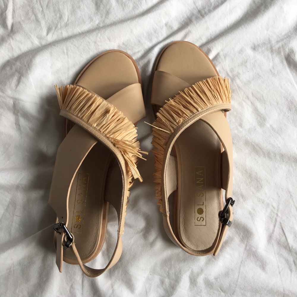 Sol Sana Nude Fringe Sandals Sz 39